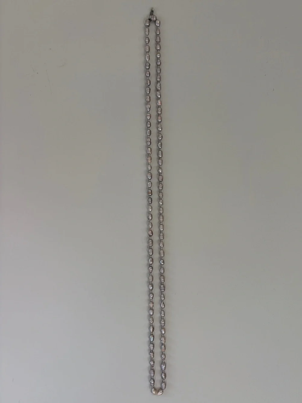Long Gray Freshwater Baroque Pearl Necklace 48” Endless Knotted Strand